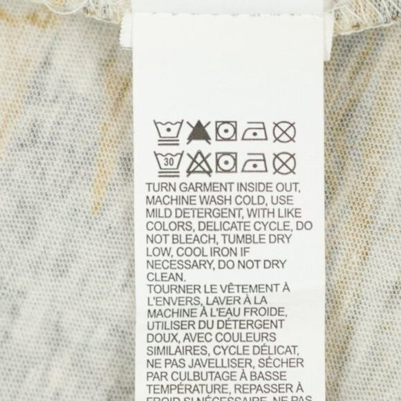 Lucky Brand Women's Medium Yellow Black Split Scoop Neck Tie Hem Cap Sleeve Tee - Picture 10 of 10